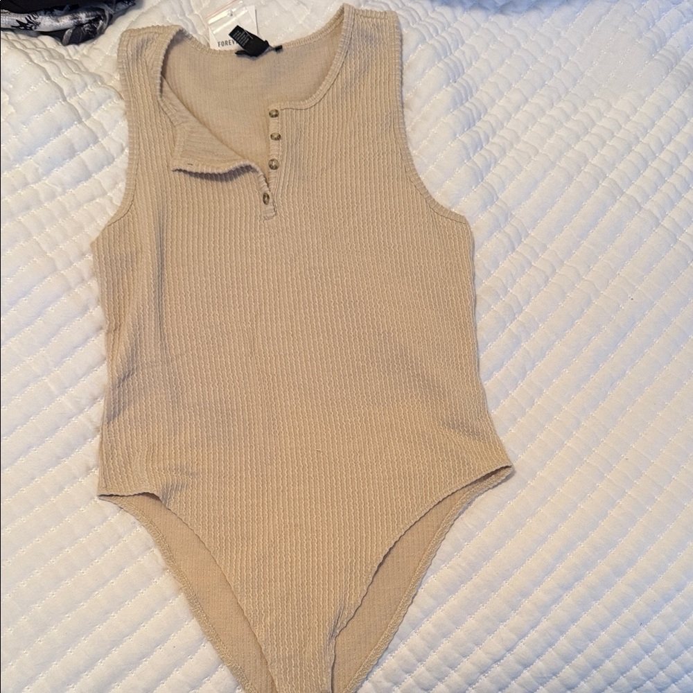 Forever 21 tan ribbed bodysuit